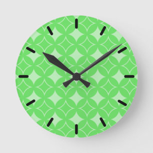 Lime green shippo pattern round clock