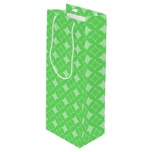 Lime green shippo pattern wine gift bag (Front Angled)
