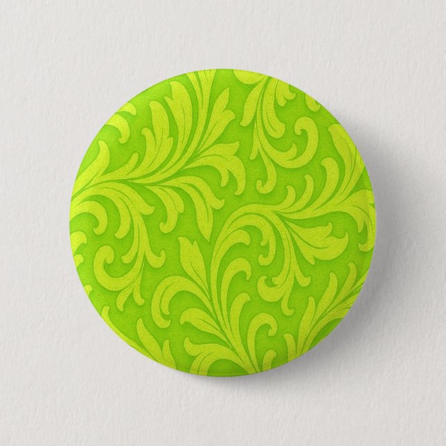 lime green sleek pattern 2 inch round button (Front)