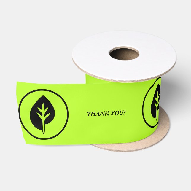 Lime Green Small Business Custom Logo & Text Satin Ribbon (Spool)