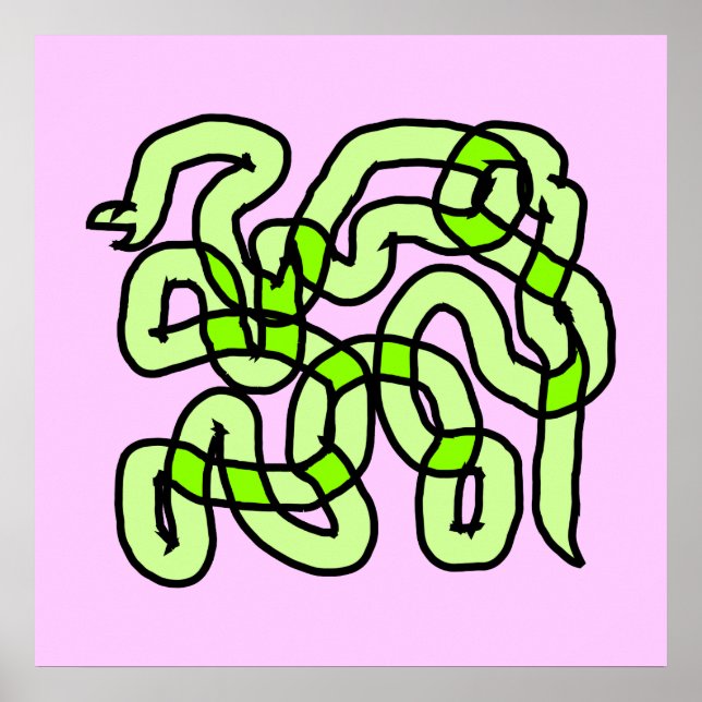 Lime Green Snake, on pink. Poster (Front)