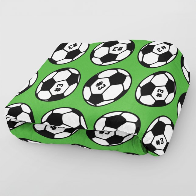 Lime Green Soccer Ball Number Pattern Fleece Blanket (Creator Uploaded)