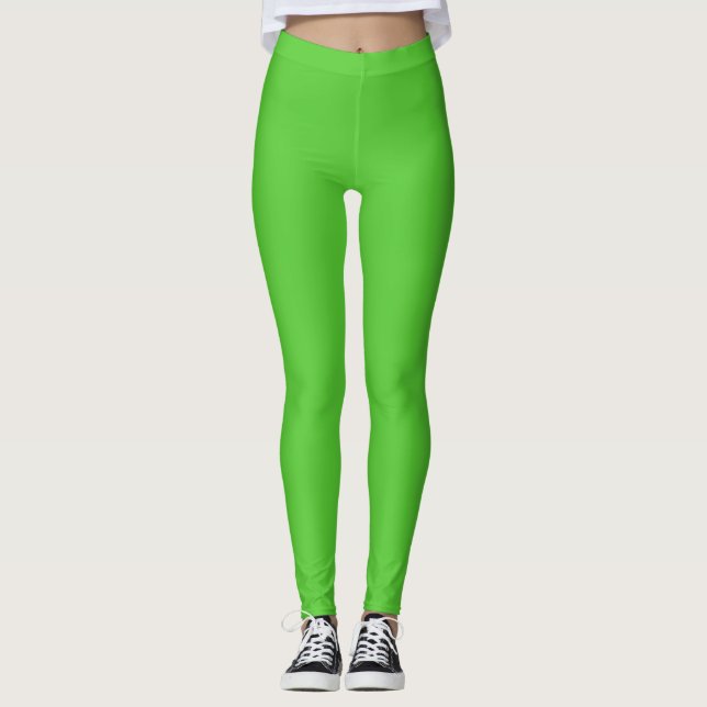 Lime Green Solid Colour Customize It Leggings (Front)