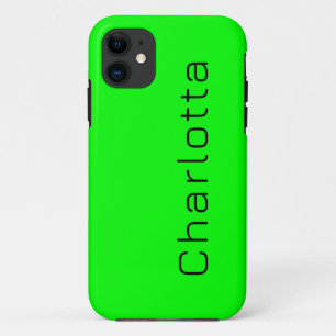 Lime Green Solid Colour Minimalist Name iPhone 11 Case