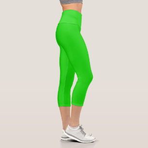 Lime Green Solid Plain Colour Capri Leggings