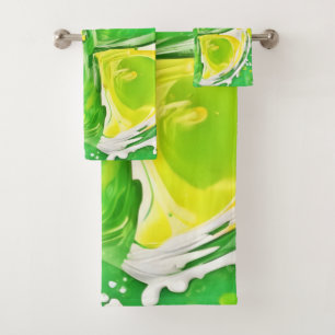 Lime Green Spiral Bath Towel Set