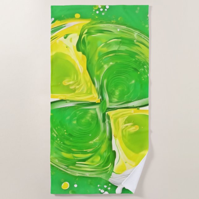 Lime Green Spiral Beach Towel (Front)
