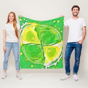 Lime Green Spiral Fleece Blanket