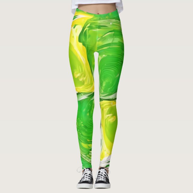 Lime Green Spiral Leggings (Front)