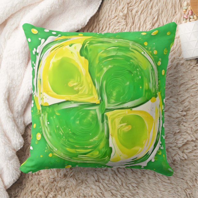 Lime Green Spiral Throw Pillow (Blanket)