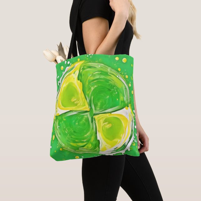 Lime Green Spiral Tote Bag (Close Up)
