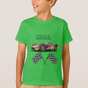 Lime Green Sporty Race Car Personalized T-Shirt