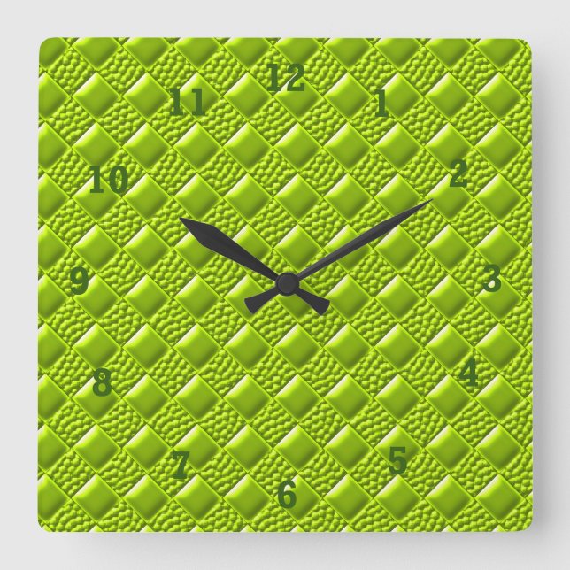 Lime Green Square Wall Clock (Front)