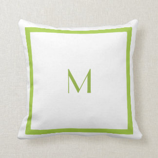 Lime Green Squares With Monogram Throw Pillow