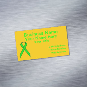 Lime Green Standard Ribbon by Kenneth Yoncich Magnetic Business Card