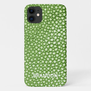 Lime Green Stingray Skin Print Name Personalized iPhone 11 Case