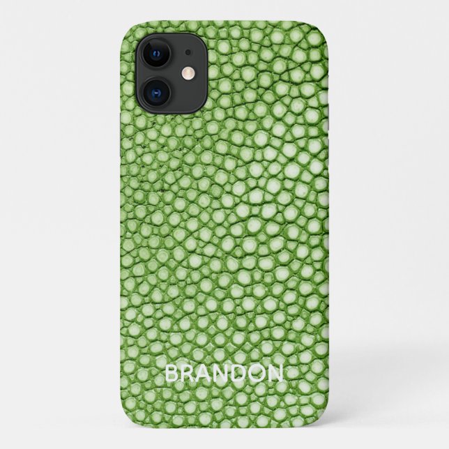 Lime Green Stingray Skin Print Name Personalized Case-Mate iPhone Case (Back)