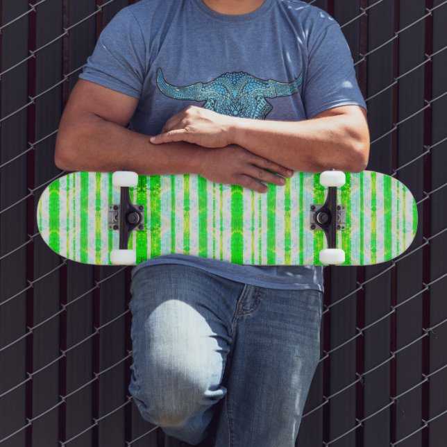 Lime Green Stripe Skateboard (Outdoor 3)