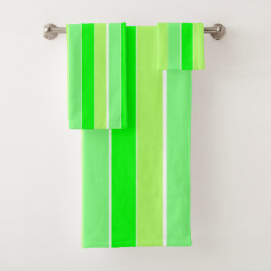 Lime Green Stripes Bath Towel Set