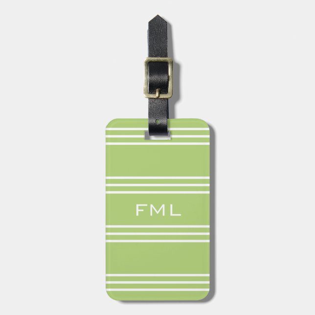 Lime Green Stripes custom luggage tag (Front Vertical)