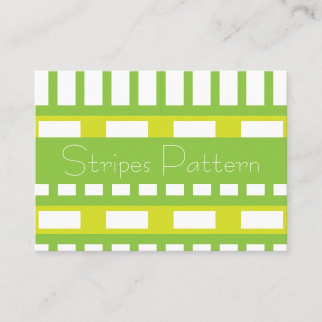 Lime Green Stripes Geometric  Business Card (Front)