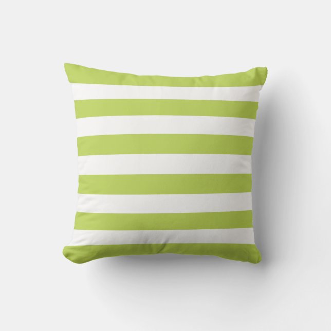 Lime Green Stripes Pattern Throw Pillow (Front)