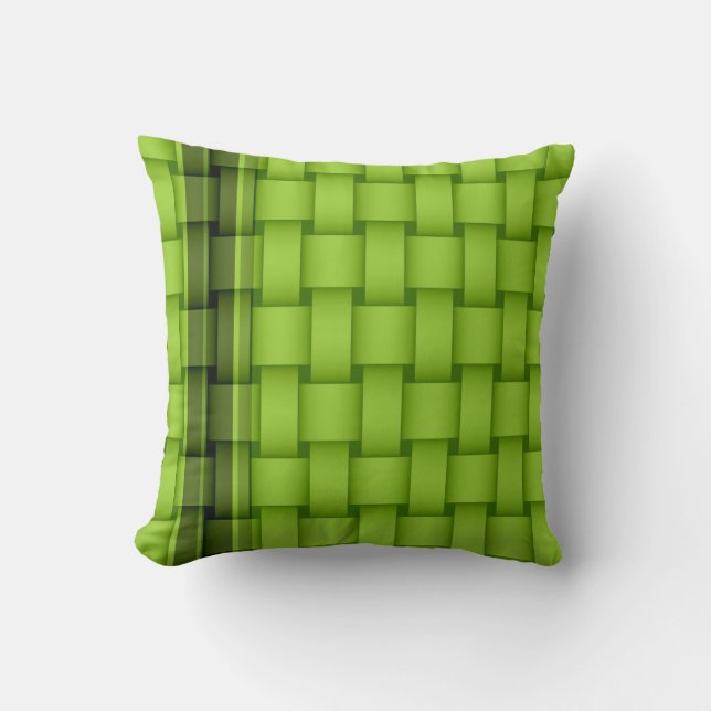Lime green stripes retro graphic design throw pillow (Front)