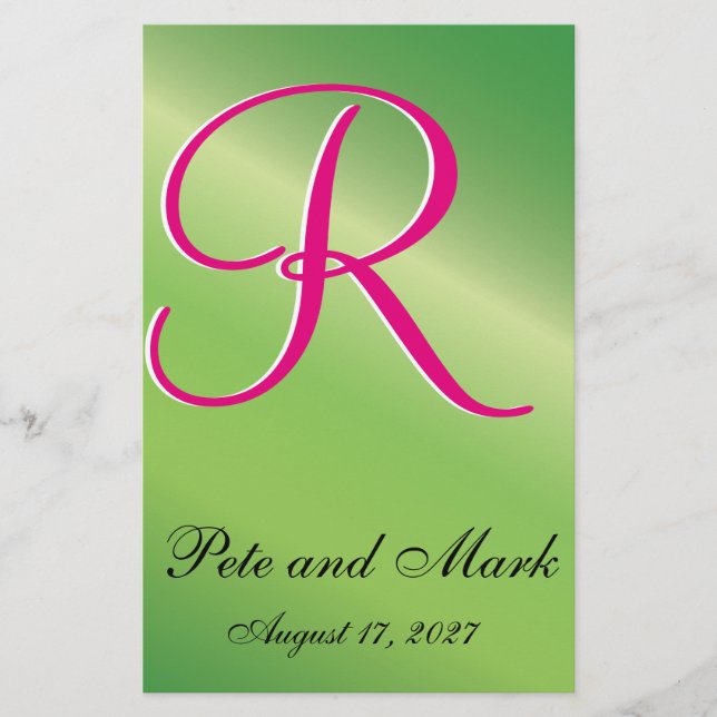 Lime Green Stylized Budget Wedding Invitation (Front)