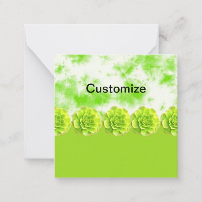 Lime Green Succulent Flat Note Card (Front)