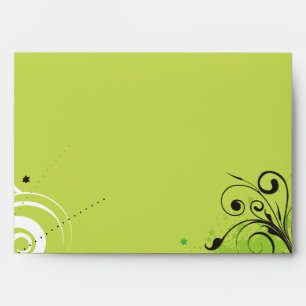 LIME GREEN SWIRLS & STARS Bat Mitzvah Envelope