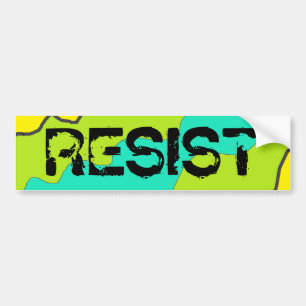 Lime Green, Teal and Yellow RESIST Bumper Sticker