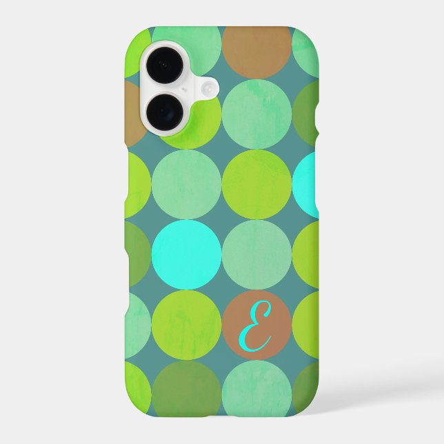 Lime Green Teal Turquoise & Rust Circles Monogram (Back)