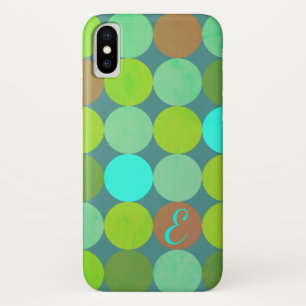 Lime Green Teal Turquoise & Rust Circles Monogram Case-Mate iPhone Case