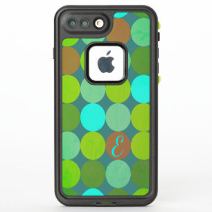 Lime Green Teal Turquoise & Rust Circles Monogram