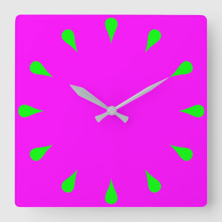 Lime green teardrops square wall clock
