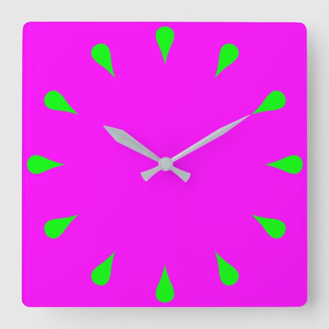 Lime green teardrops square wall clock (Front)
