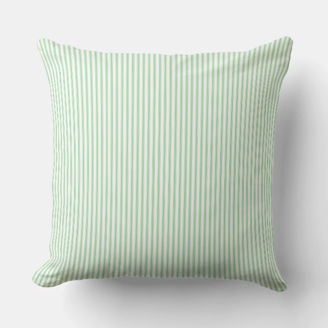Lime Green Ticking Stripe  Throw Pillow (Front)