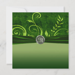 Lime & Green Velvet Wedding Swirl Invitation