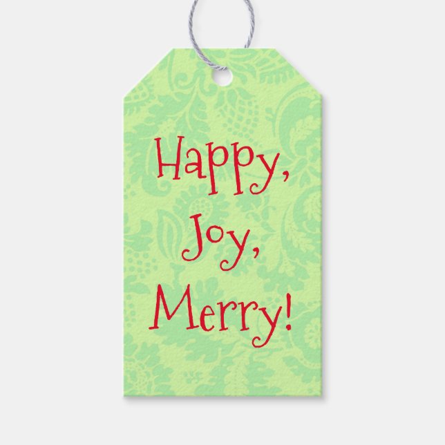 Lime Green Vintage Style Christmas Gift Tag (Front)