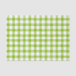 Lime Green Watercolor Dots Gingham Tissue Paper