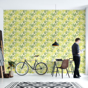Lime Green Watercolor Pattern Wallpaper