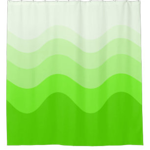 Lime Green Wavey Stripe Modern Shower Curtain