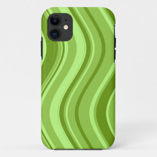 Lime Green Wavy Stripes Pattern iPhone 11 Case