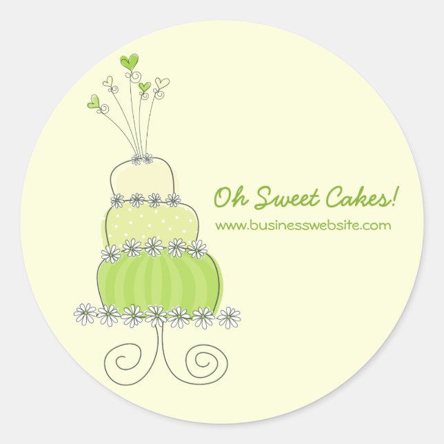 Lime Green Whimsical Chic Wedding Cake Sticker (Front)