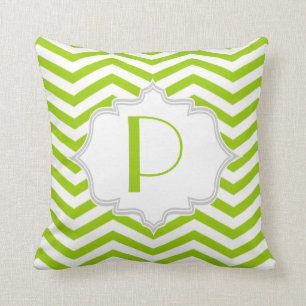 Lime green, white chevron zigzag pattern throw pillow