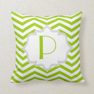 Lime green, white chevron zigzag pattern throw pillow