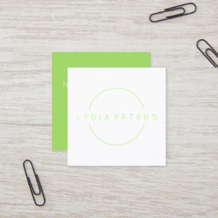 Lime Green & White   Clean Square Business Card
