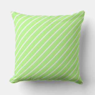 Lime Green White Diagonal Stripe Outdoor Pillow