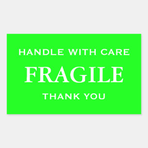 Lime Green/White Fragile. Handle with Care. Sticker