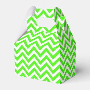 Lime Green White Large Chevron ZigZag Pattern Favor Box